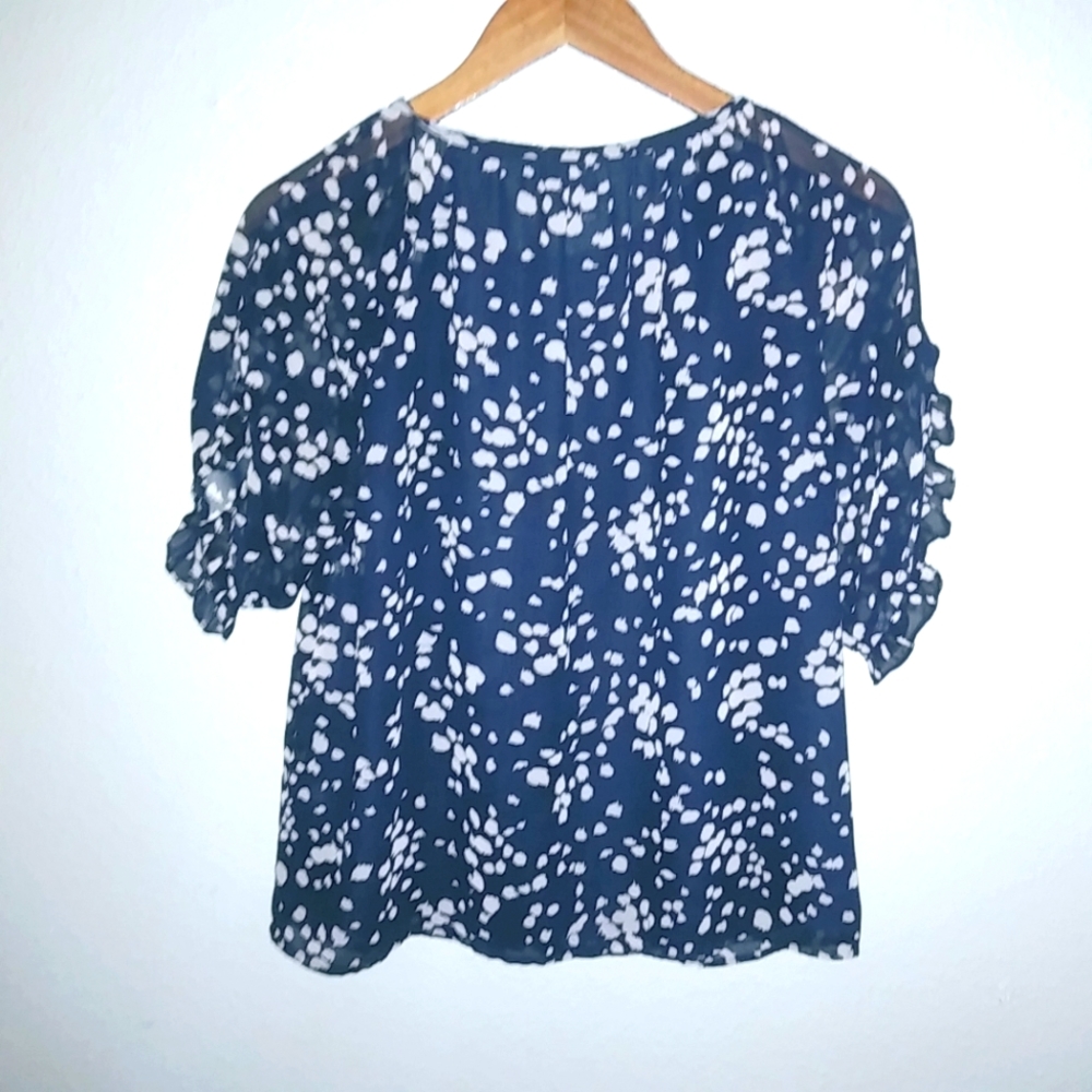 Madewell M Workwear Navy White Sheer Layered Top